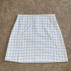 Brandy Melville Blue and White Plaid Mini Skirt